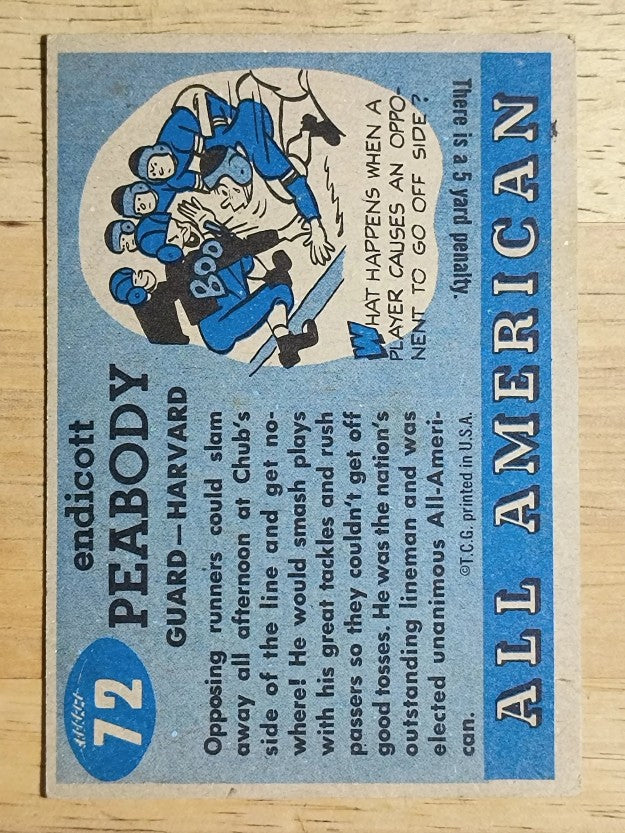 1955 Topps All American #72 Chub Peabody RC (VG)