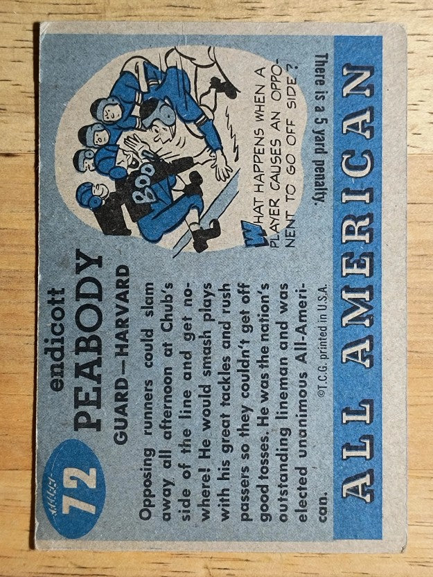 1955 Topps All American #72 Chub Peabody RC (VG)