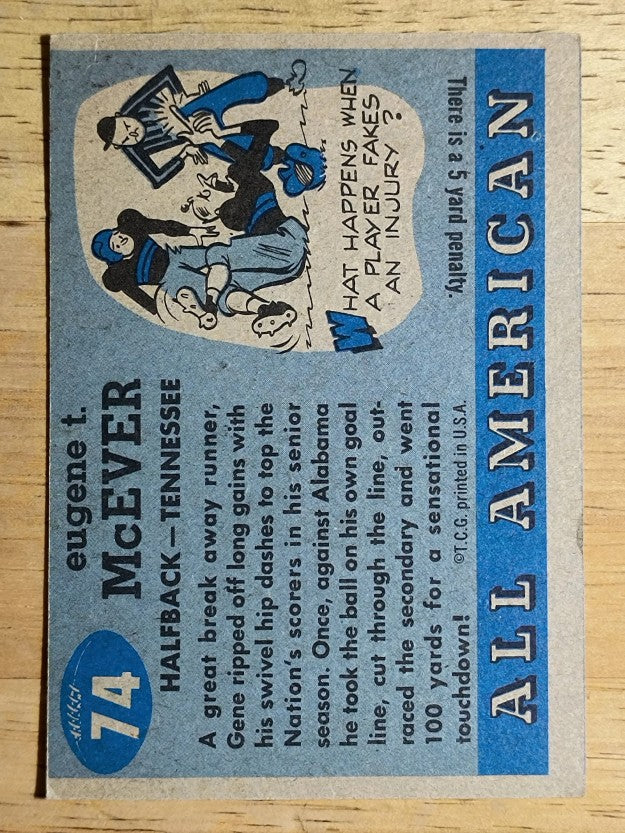 1955 Topps All American #74 Gene McEver RC (VGEX)