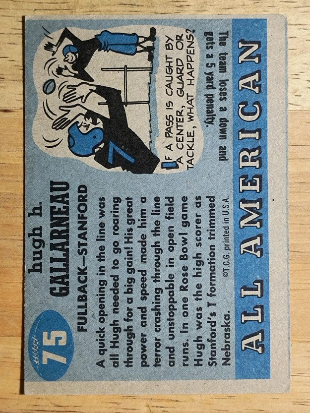1955 Topps All American #75 Hugh Gallarneau RC (VG)