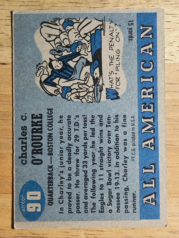 1955 Topps All American #90 Charlie O'Rourke RC (VG)
