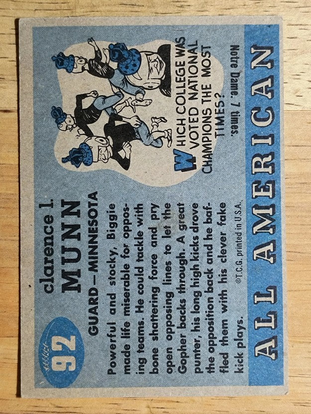 1955 Topps All American #92 Biggie Munn RC (EX)