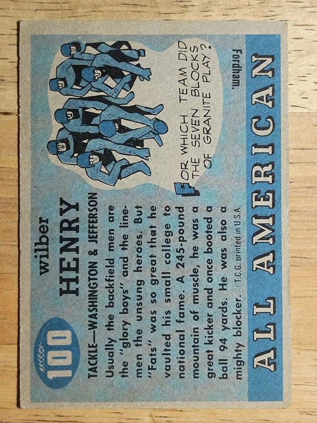 1955 Topps All American #100 Fats Henry SP RC (VGEX)