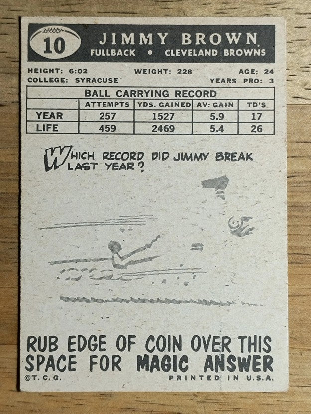 1959 Topps #10 Jim Brown (VGEX)