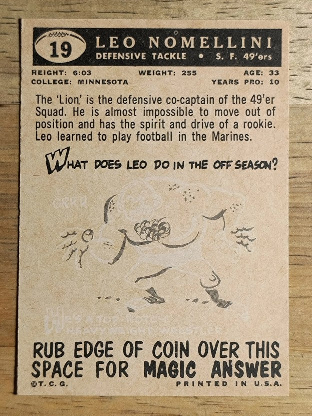 1959 Topps #19 Leo Nomellini (NMMT)