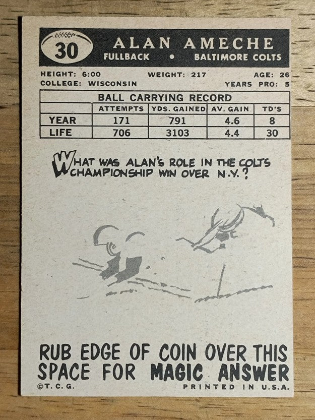 1959 Topps #30 Alan Ameche (VGEX)