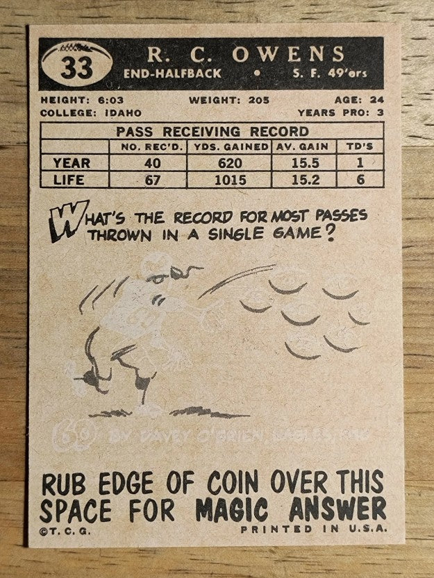 1959 Topps #33 R.C. Owens (NM)