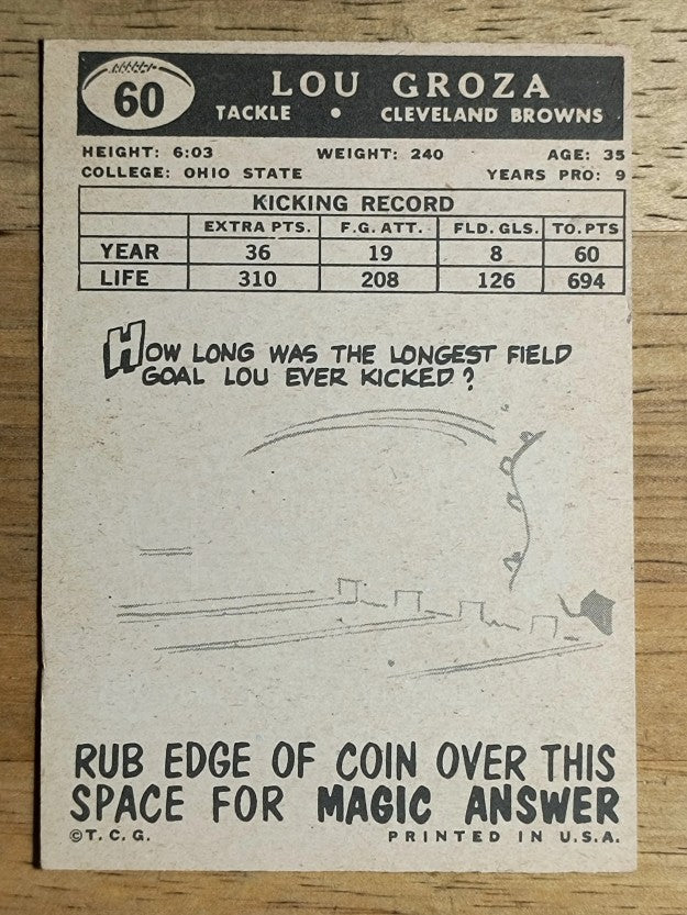 1959 Topps #60 Lou Groza (EX)
