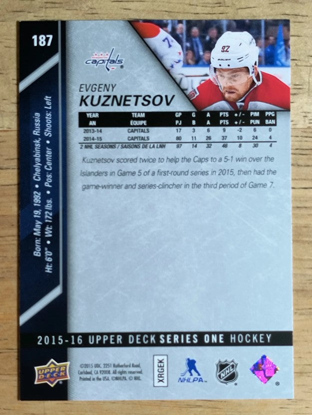 2015-16 Upper Deck #187 Evgeny Kuznetsov