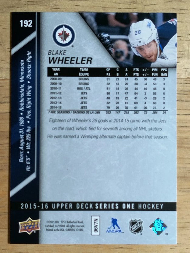 2015-16 Upper Deck #192 Blake Wheeler