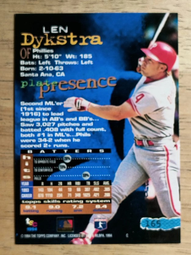 1994 Stadium Club #165 Len Dykstra