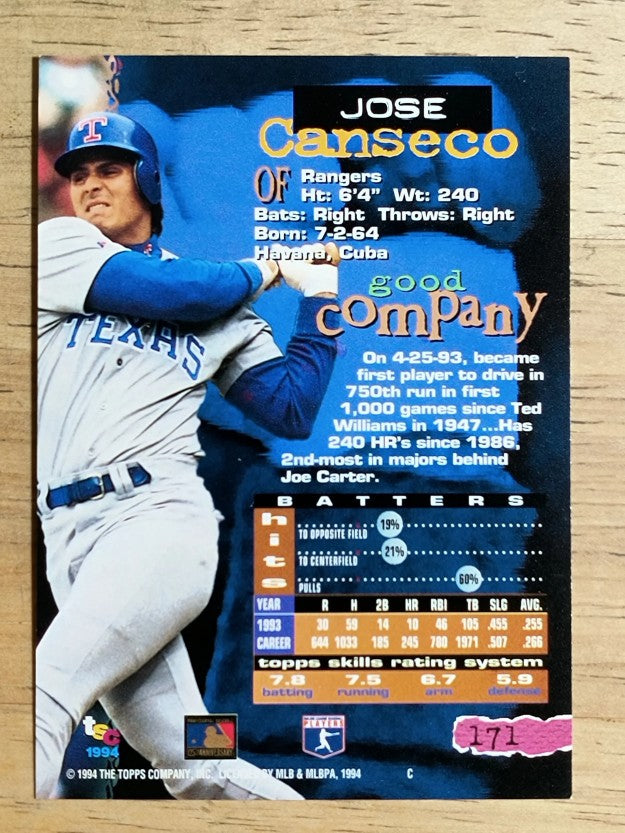 1994 Stadium Club #171 Jose Canseco