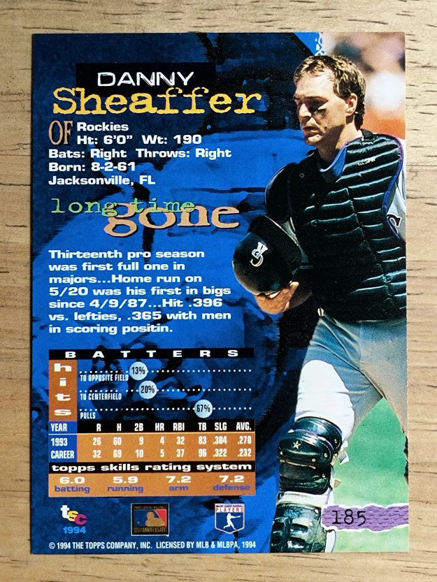 1994 Stadium Club #185 Danny Sheaffer