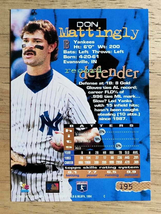 1994 Stadium Club #195 Don Mattingly