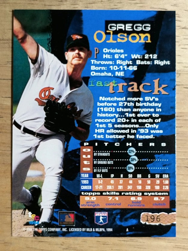 1994 Stadium Club #196 Gregg Olson