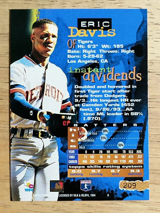 1994 Stadium Club #209 Eric Davis