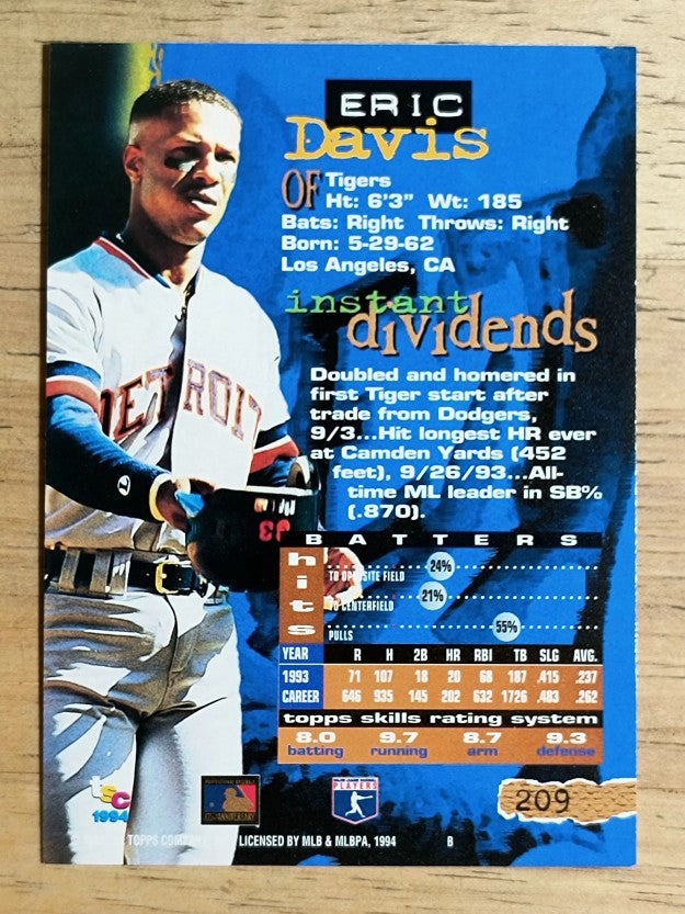 1994 Stadium Club #209 Eric Davis