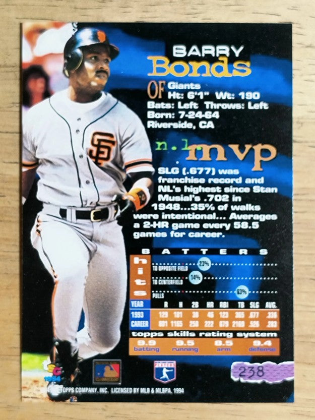 1994 Stadium Club #238 Barry Bonds