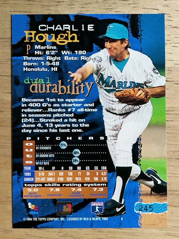 1994 Stadium Club #245 Charlie Hough