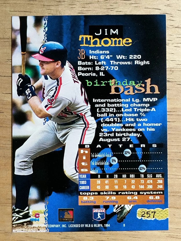 1994 Stadium Club #257 Jim Thome