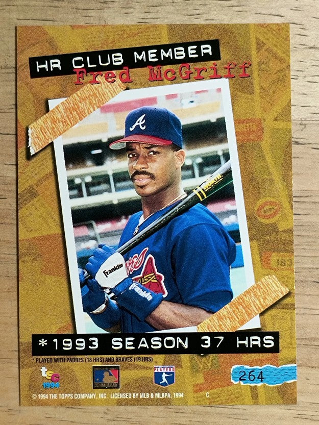 1994 Stadium Club #264 Fred McGriff HR