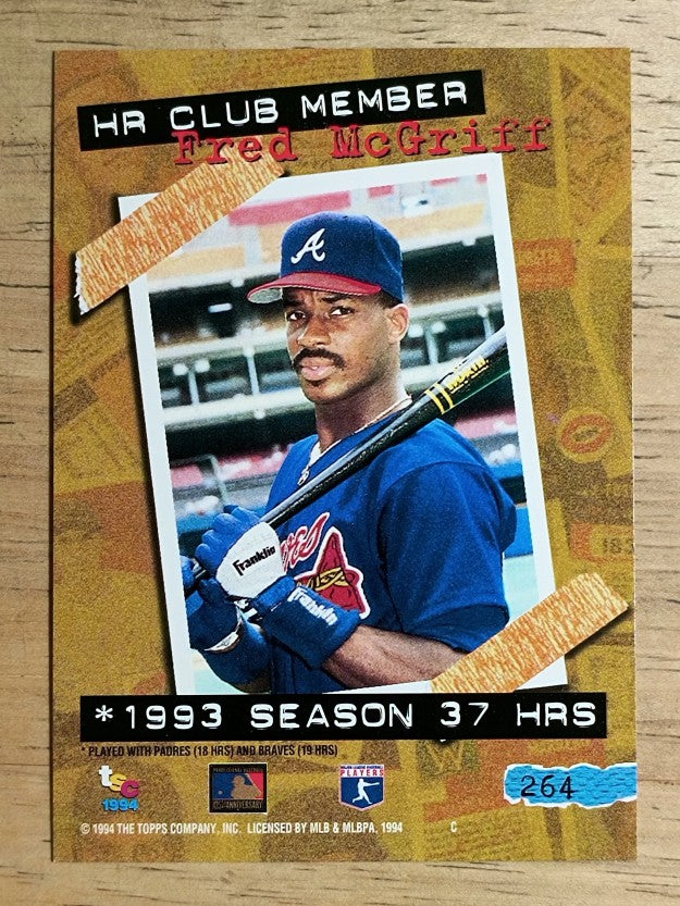 1994 Stadium Club #264 Fred McGriff HR