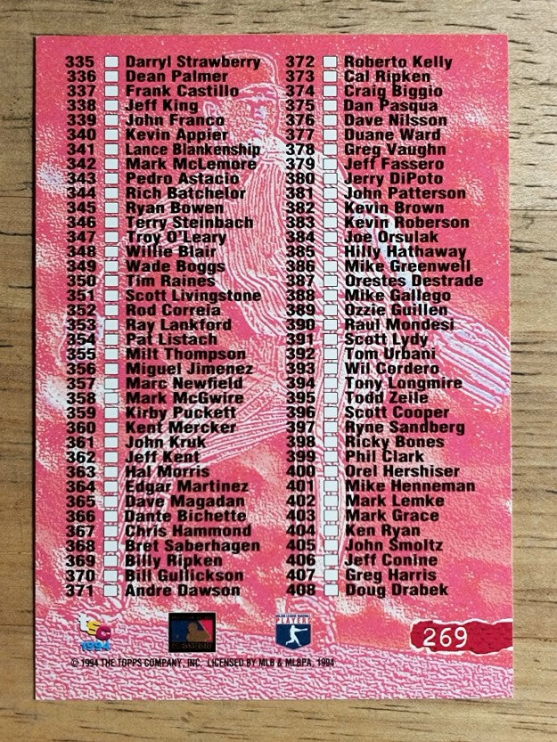 1994 Stadium Club #539 Checklist 271-405