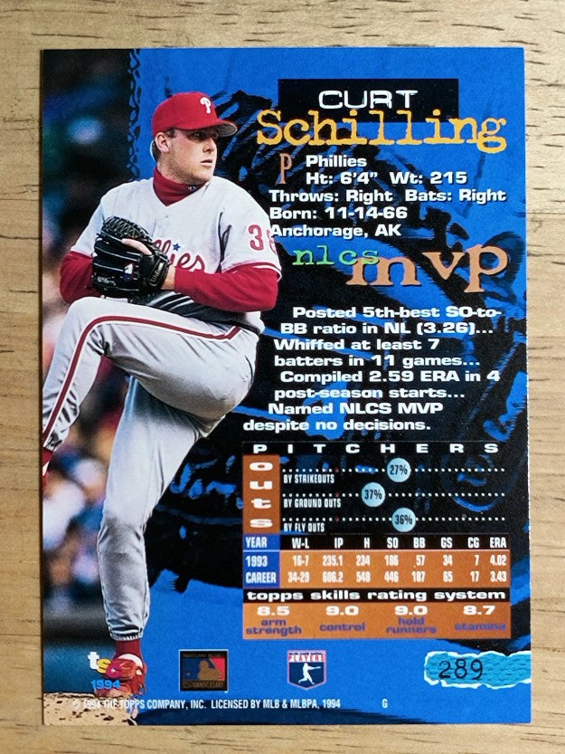 1994 Stadium Club #289 Curt Schilling