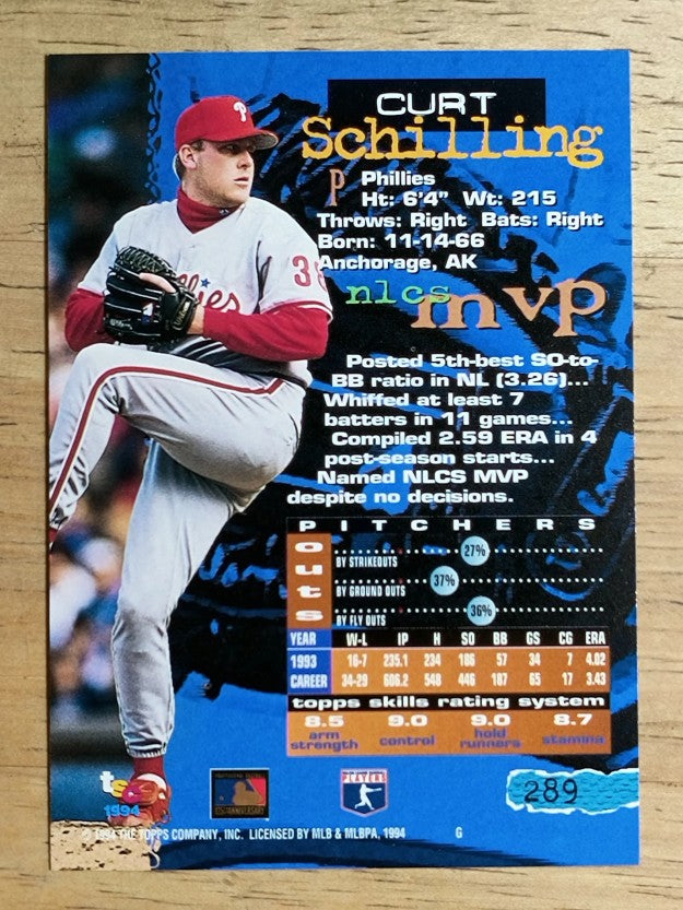 1994 Stadium Club #289 Curt Schilling