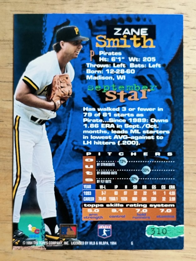 1994 Stadium Club #310 Zane Smith