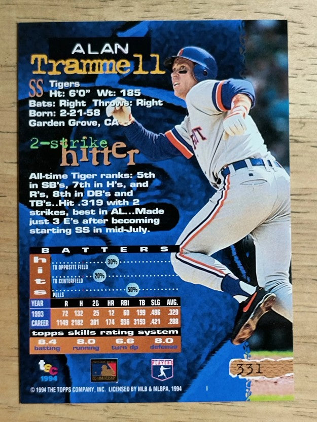 1994 Stadium Club #331 Alan Trammell