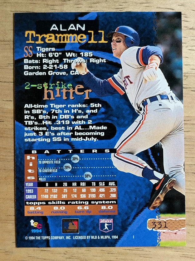 1994 Stadium Club #331 Alan Trammell