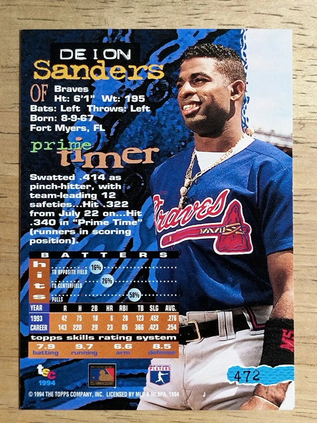 1994 Stadium Club #472 Deion Sanders