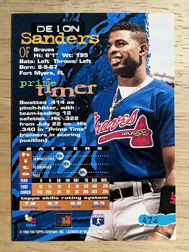 1994 Stadium Club #472 Deion Sanders