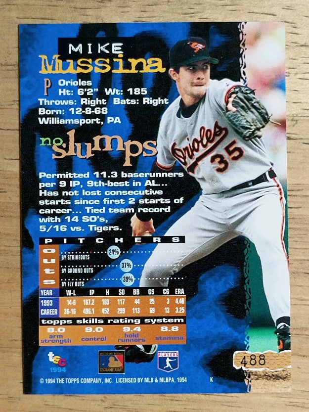 1994 Stadium Club #488 Mike Mussina