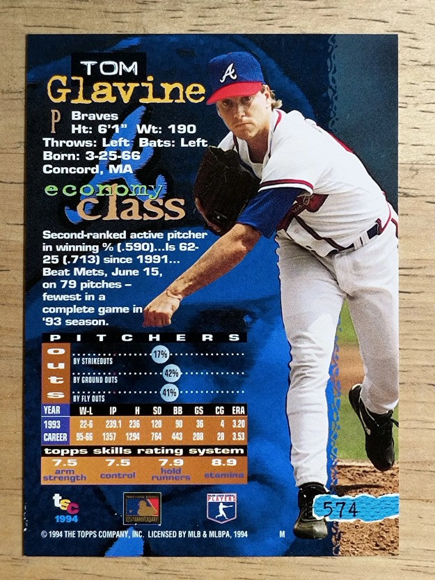 1994 Stadium Club #574 Tom Glavine