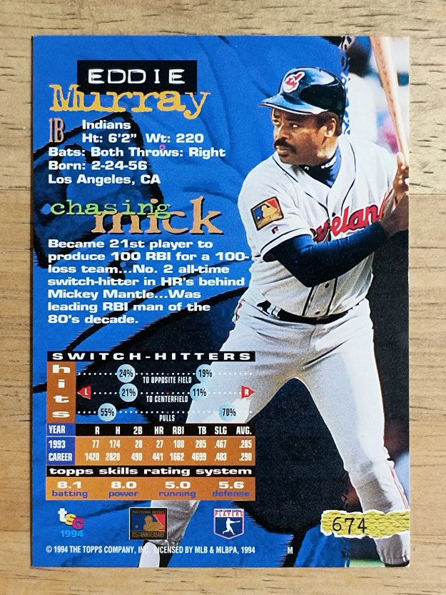 1994 Stadium Club #674 Eddie Murray