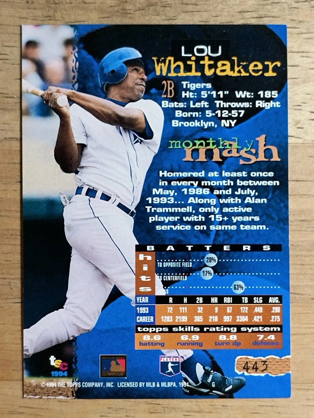 1994 Stadium Club Golden Rainbow #443 Lou Whitaker