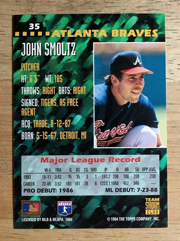 1994 Stadium Club Team #35 John Smoltz