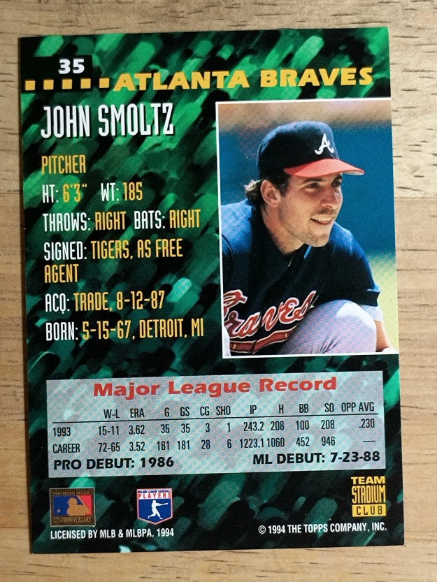 1994 Stadium Club Team #35 John Smoltz