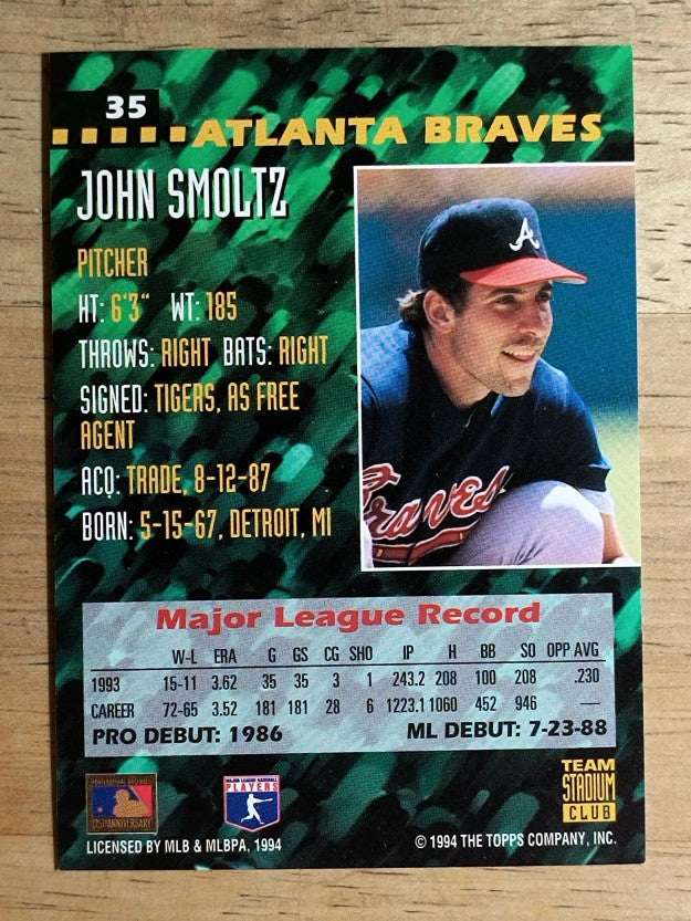 1994 Stadium Club Team #35 John Smoltz
