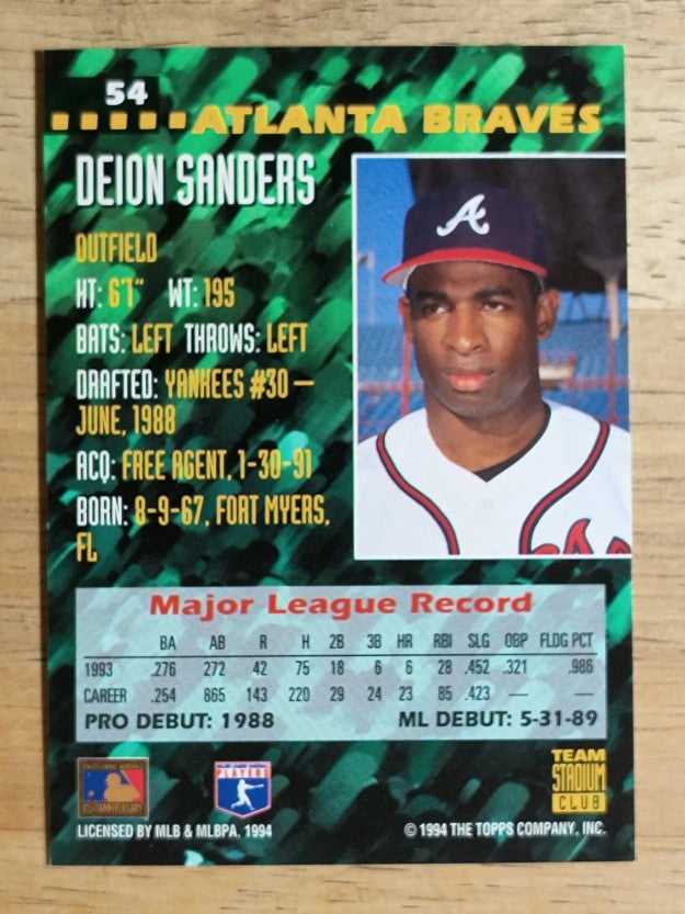 1994 Stadium Club Team #54 Deion Sanders