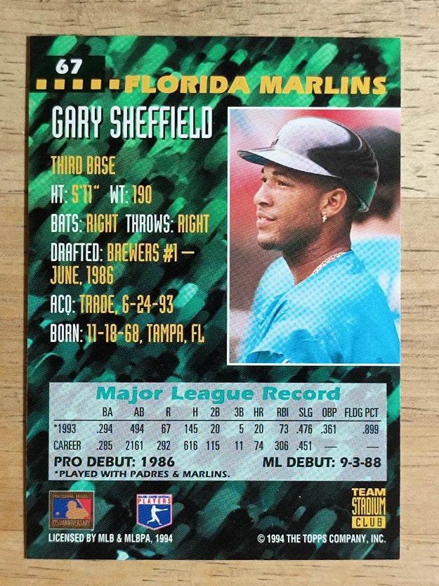 1994 Stadium Club Team #67 Gary Sheffield