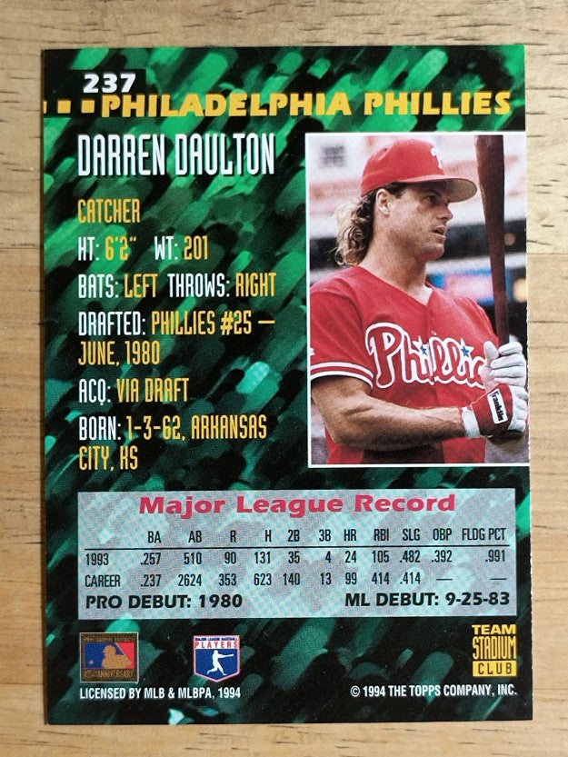 1994 Stadium Club Team #237 Darren Daulton