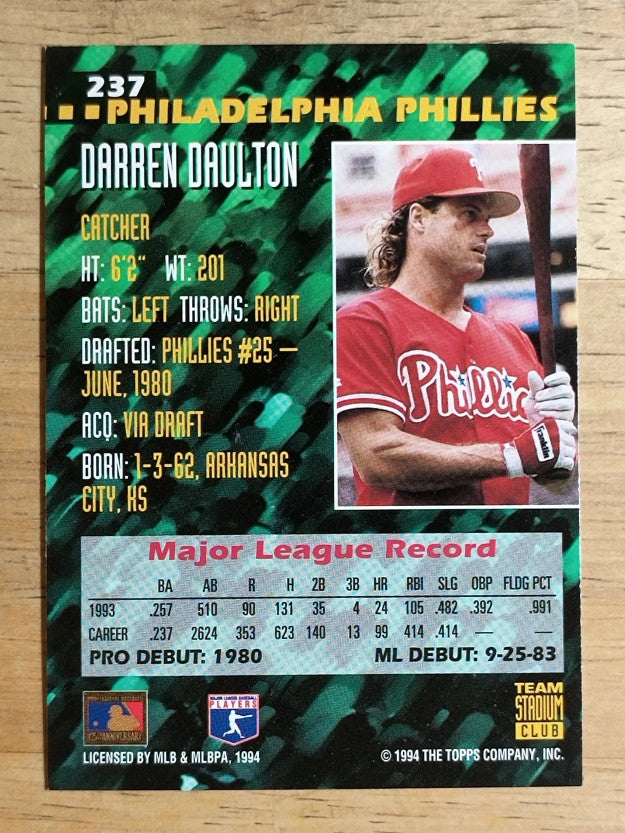 1994 Stadium Club Team #237 Darren Daulton