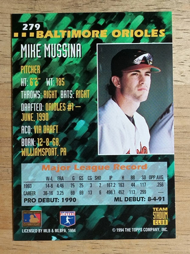 1994 Stadium Club Team #279 Mike Mussina