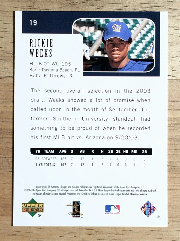 2004 SP Authentic #19 Rickie Weeks