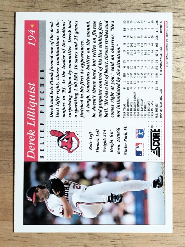 1994 Score #194 Derek Lilliquist