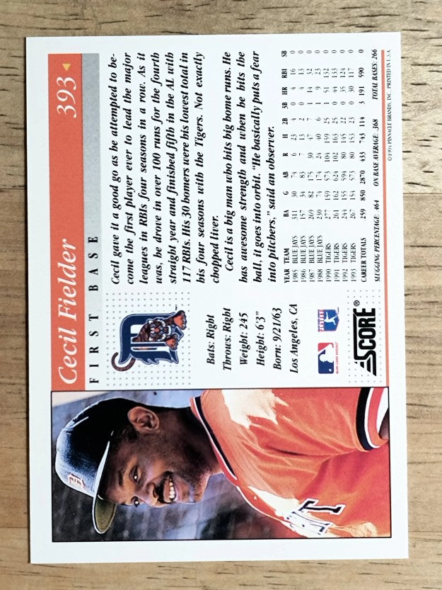 1994 Score #393 Cecil Fielder