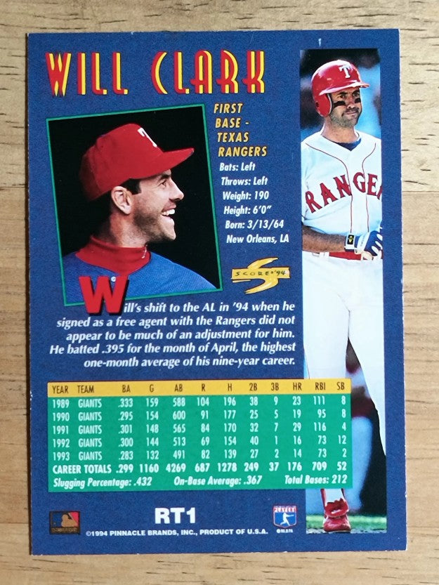 1994 Score Rookie/Traded #RT1 Will Clark